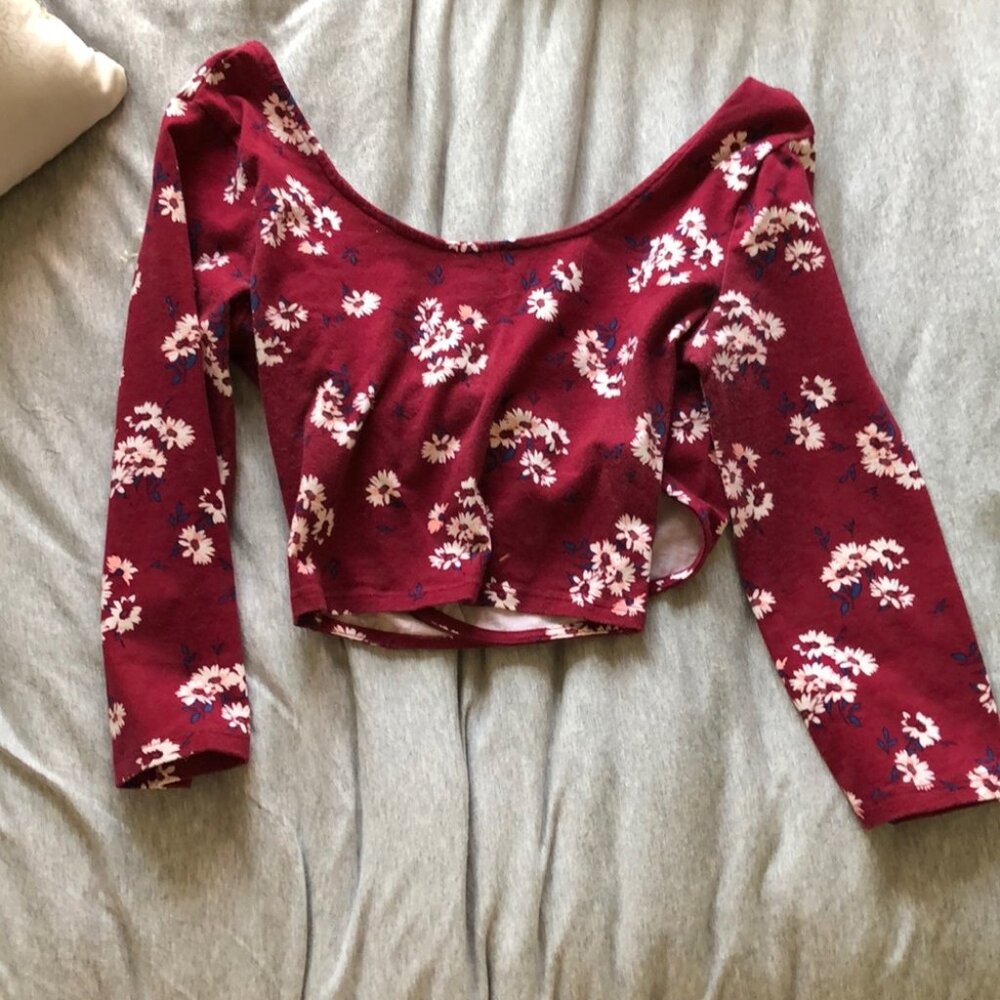 Floral crop top 3/4 sleeve